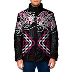Pink Aotearoa Tukutuku Manawa Tapu Padded Jacket Ta Moko Toi Maori - Aussie Hoodie