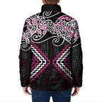 Pink Aotearoa Tukutuku Manawa Tapu Padded Jacket Ta Moko Toi Maori - Aussie Hoodie