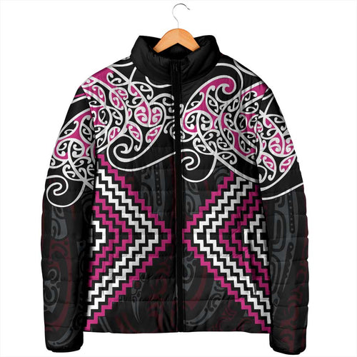 Pink Aotearoa Tukutuku Manawa Tapu Padded Jacket Ta Moko Toi Maori - Aussie Hoodie