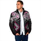 Pink Aotearoa Tukutuku Manawa Tapu Padded Jacket Ta Moko Toi Maori - Aussie Hoodie