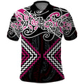 Pink Aotearoa Tukutuku Manawa Tapu Polo Shirt Ta Moko Toi Maori