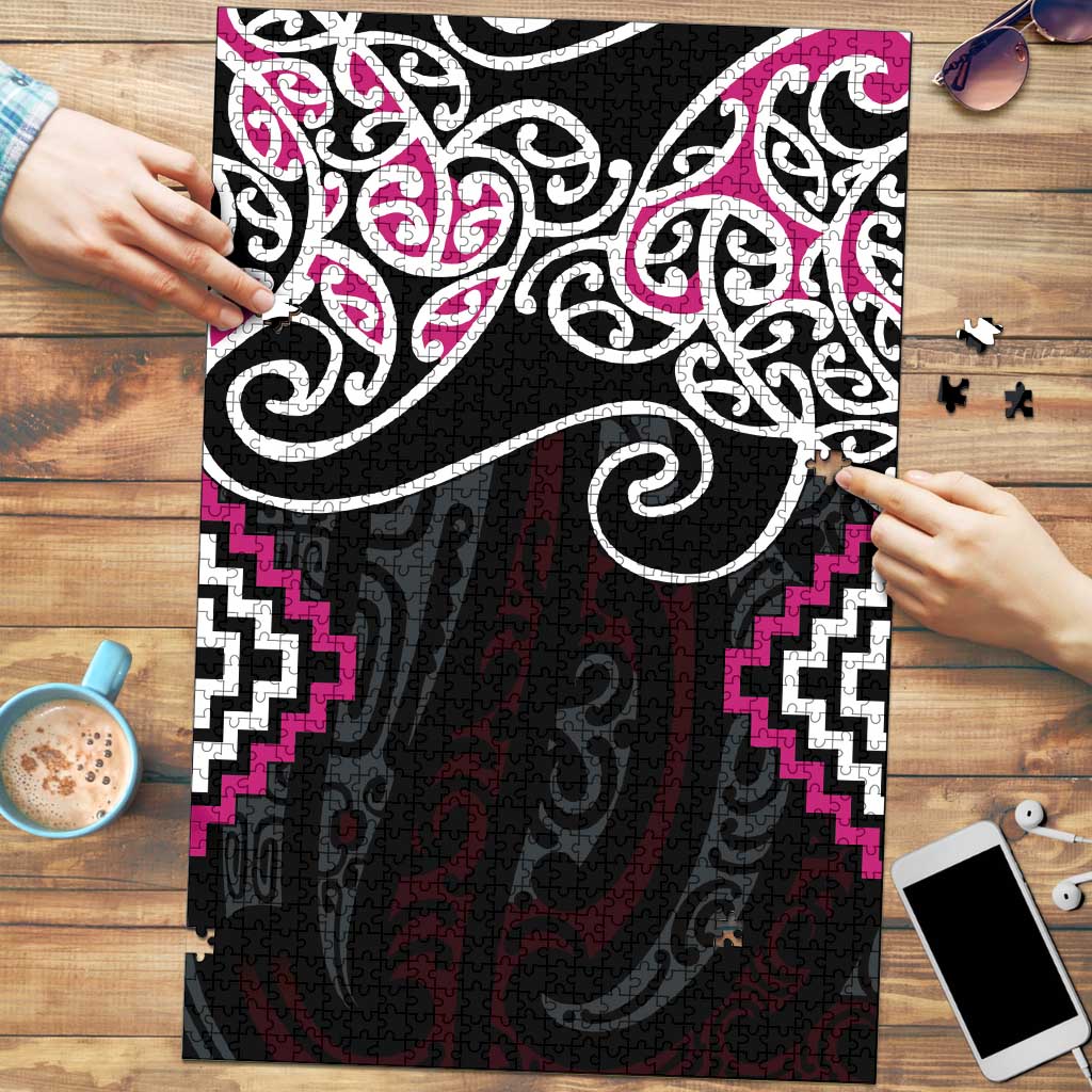 Pink Aotearoa Tukutuku Manawa Tapu Puzzle Ta Moko Toi Maori - Aussie Hoodie