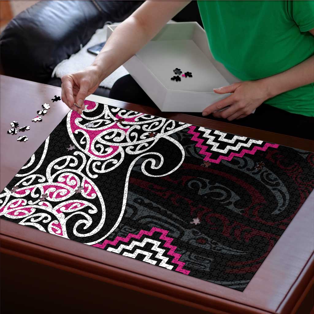 Pink Aotearoa Tukutuku Manawa Tapu Puzzle Ta Moko Toi Maori - Aussie Hoodie