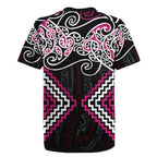 Pink Aotearoa Tukutuku Manawa Tapu Rugby Jersey Ta Moko Toi Maori