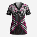 Pink Aotearoa Tukutuku Manawa Tapu Scrub Top Ta Moko Toi Maori - Aussie Hoodie