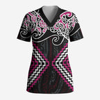 Pink Aotearoa Tukutuku Manawa Tapu Scrub Top Ta Moko Toi Maori - Aussie Hoodie