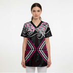 Pink Aotearoa Tukutuku Manawa Tapu Scrub Top Ta Moko Toi Maori - Aussie Hoodie