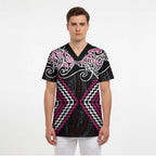 Pink Aotearoa Tukutuku Manawa Tapu Scrub Top Ta Moko Toi Maori - Aussie Hoodie