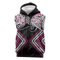 Pink Aotearoa Tukutuku Manawa Tapu Sleeveless Hoodie Ta Moko Toi Maori - Aussie Hoodie