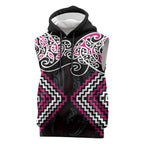 Pink Aotearoa Tukutuku Manawa Tapu Sleeveless Hoodie Ta Moko Toi Maori - Aussie Hoodie