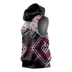 Pink Aotearoa Tukutuku Manawa Tapu Sleeveless Hoodie Ta Moko Toi Maori - Aussie Hoodie