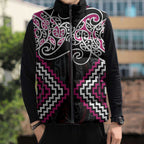 Pink Aotearoa Tukutuku Manawa Tapu Sleeveless Puffer Jacket Ta Moko Toi Maori - Aussie Hoodie