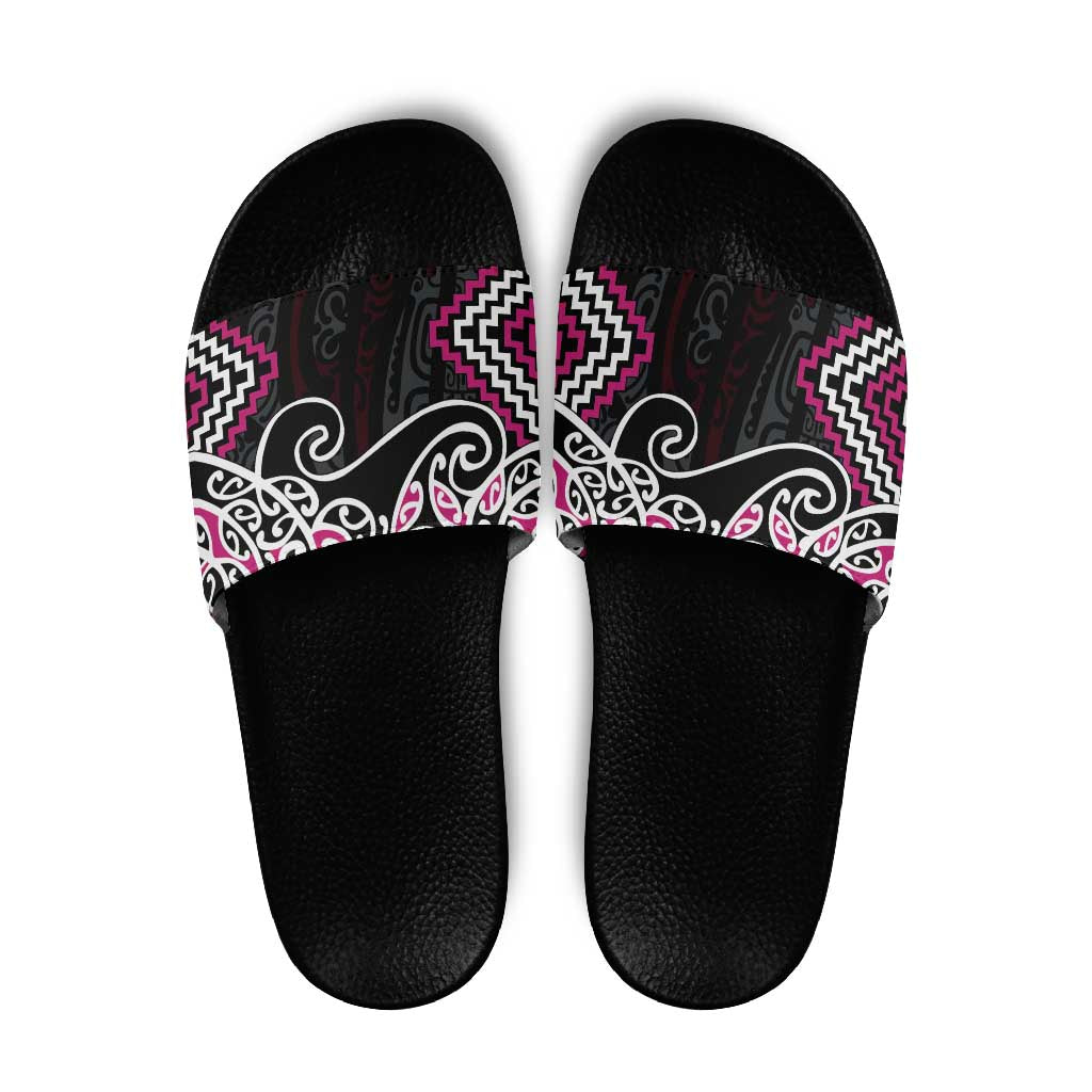 Pink Aotearoa Tukutuku Manawa Tapu Slide Sandals Ta Moko Toi Maori - Aussie Hoodie