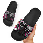 Pink Aotearoa Tukutuku Manawa Tapu Slide Sandals Ta Moko Toi Maori - Aussie Hoodie