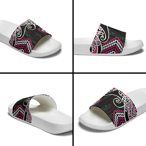 Pink Aotearoa Tukutuku Manawa Tapu Slide Sandals Ta Moko Toi Maori - Aussie Hoodie