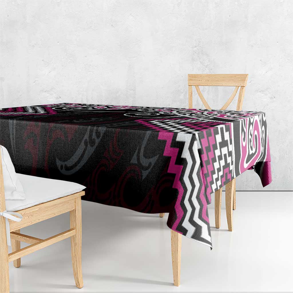 Pink Aotearoa Tukutuku Manawa Tapu Tablecloth Ta Moko Toi Maori
