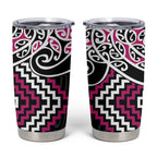 Pink Aotearoa Tukutuku Manawa Tapu Tumbler Cup Ta Moko Toi Maori