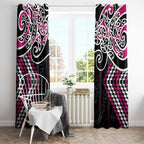 Pink Aotearoa Tukutuku Manawa Tapu Window Curtain Ta Moko Toi Maori