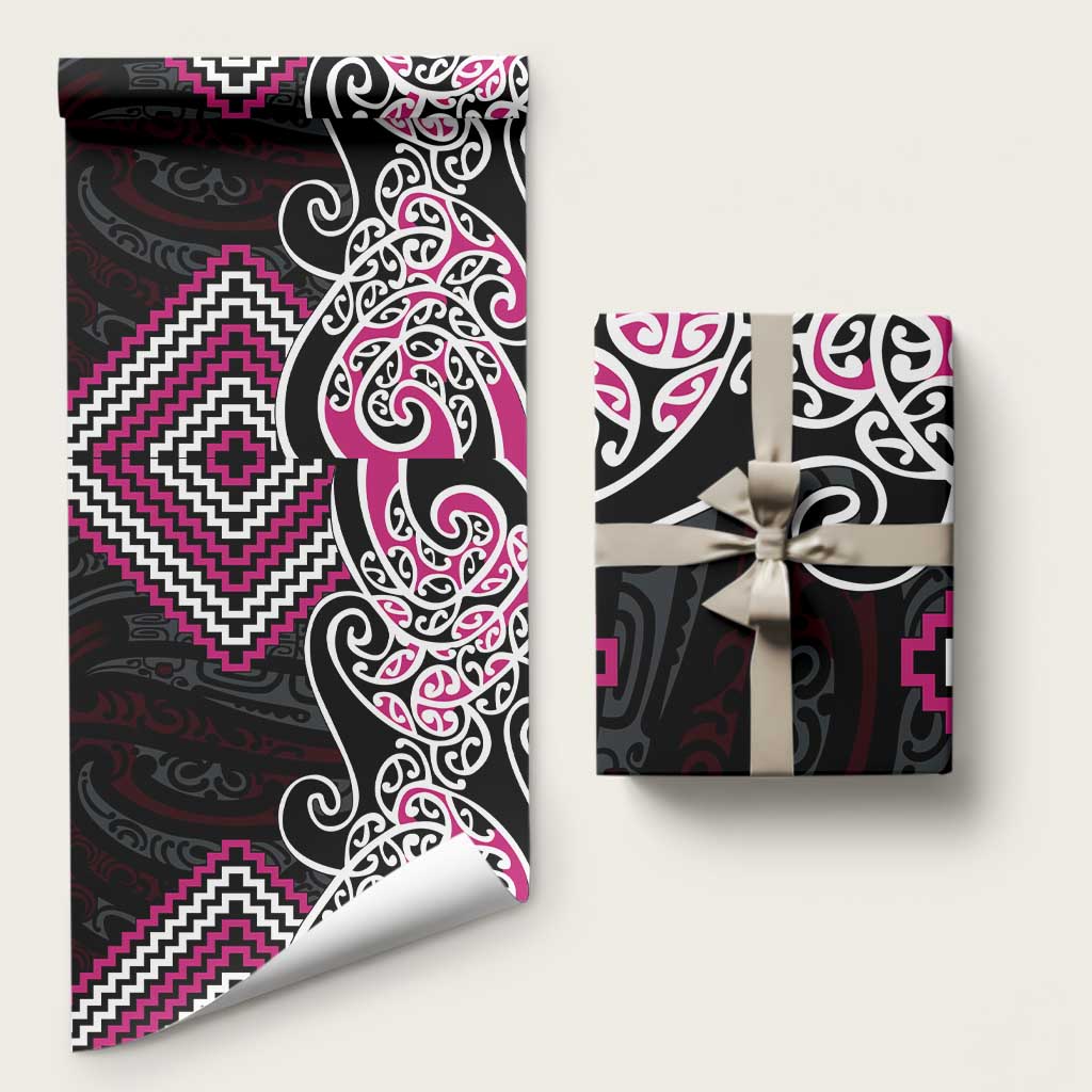 Pink Aotearoa Tukutuku Manawa Tapu Wrapping Paper Ta Moko Toi Maori - Aussie Hoodie
