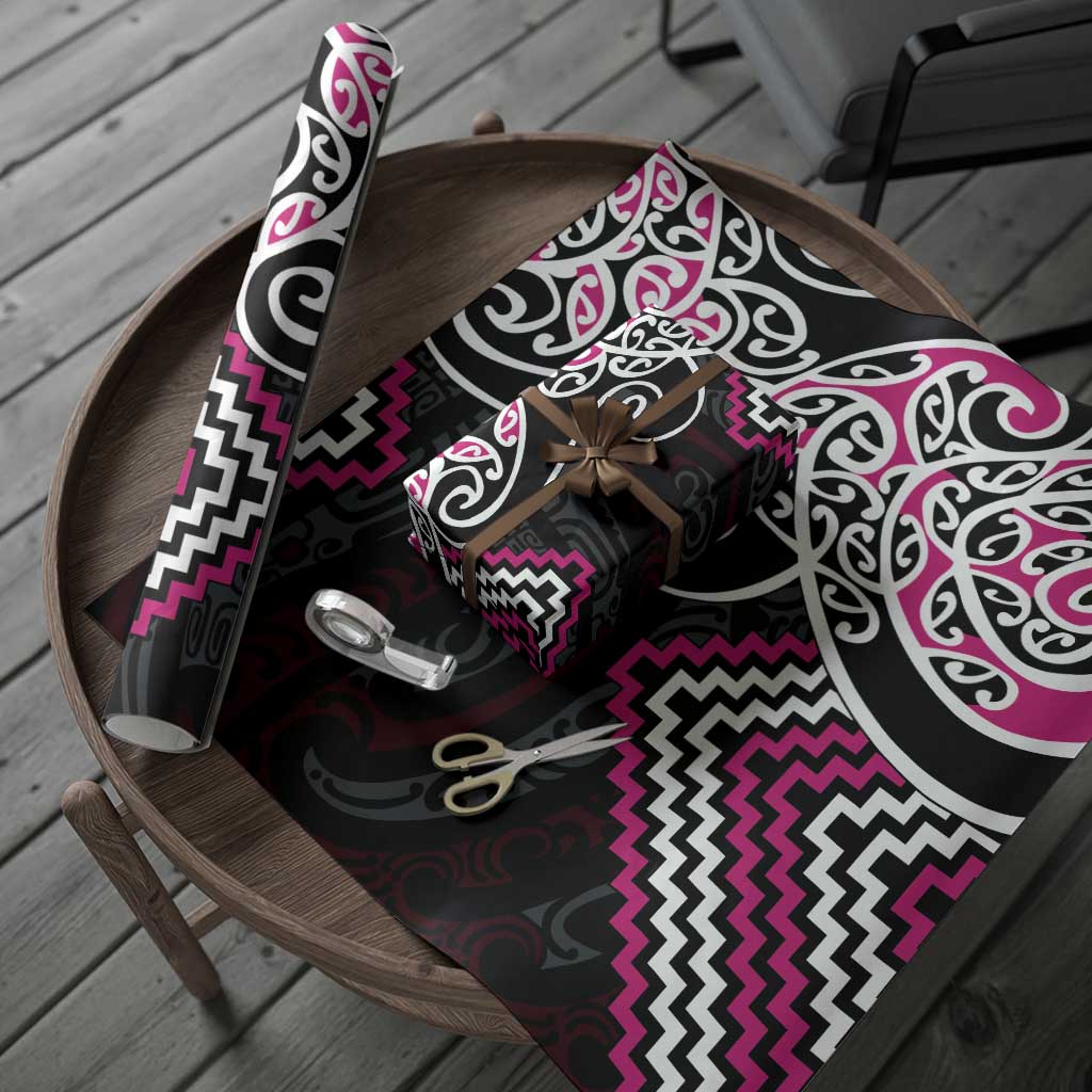 Pink Aotearoa Tukutuku Manawa Tapu Wrapping Paper Ta Moko Toi Maori - Aussie Hoodie