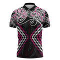 Pink Aotearoa Tukutuku Manawa Tapu Zipper Polo Shirt Ta Moko Toi Maori - Aussie Hoodie