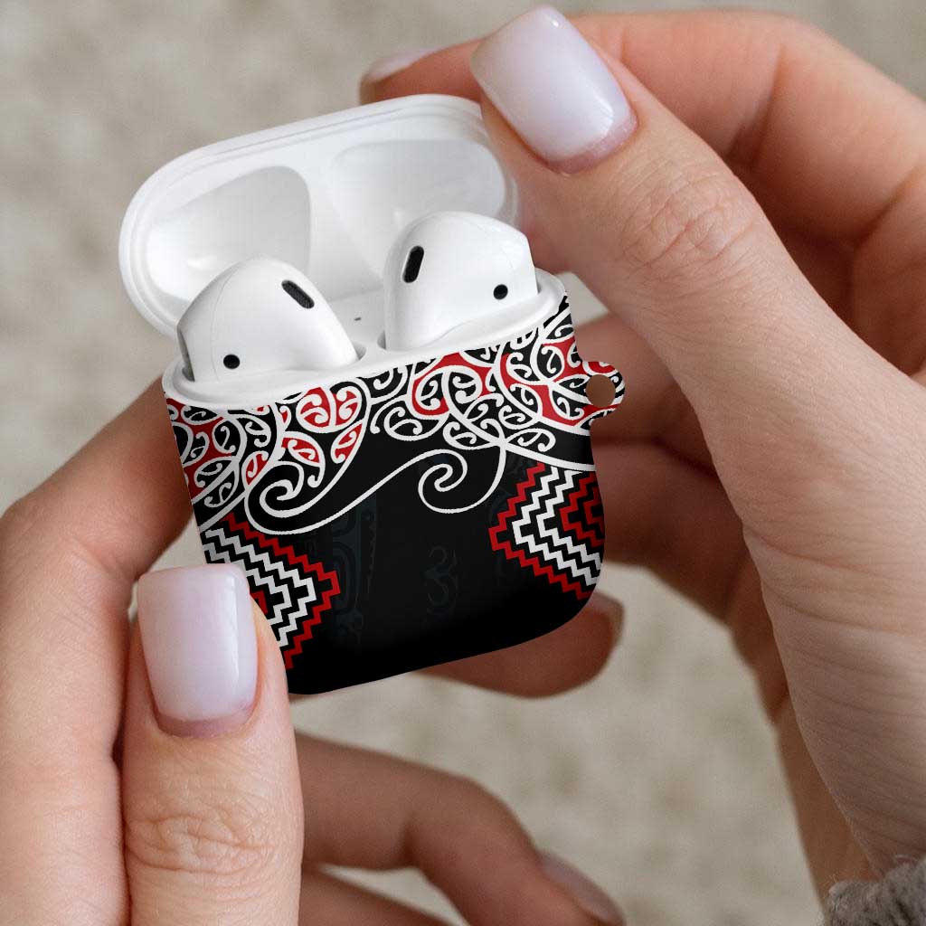 Red Aotearoa Tukutuku Manawa Tapu AirPods Case Ta Moko Toi Maori - Aussie Hoodie