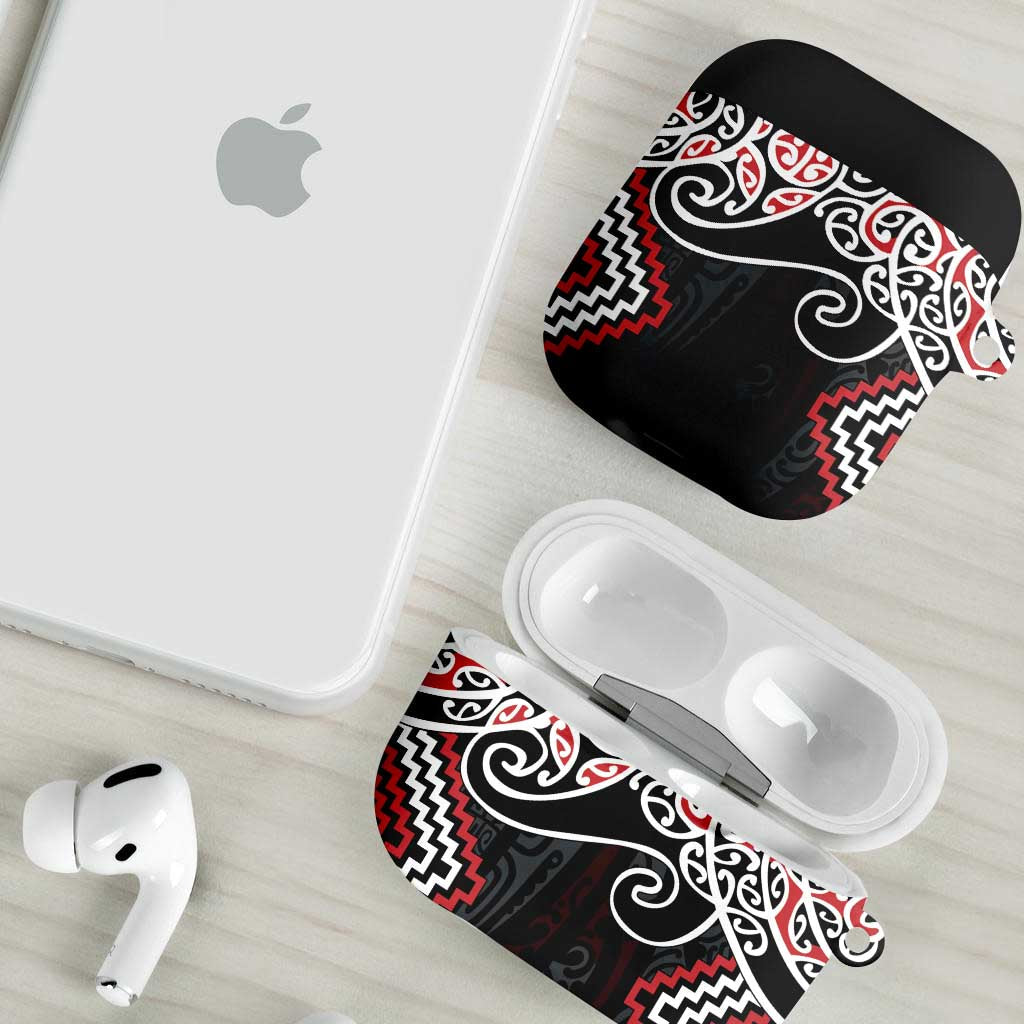 Red Aotearoa Tukutuku Manawa Tapu AirPods Case Ta Moko Toi Maori - Aussie Hoodie