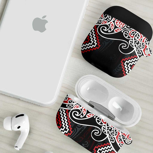 Red Aotearoa Tukutuku Manawa Tapu AirPods Case Ta Moko Toi Maori - Aussie Hoodie