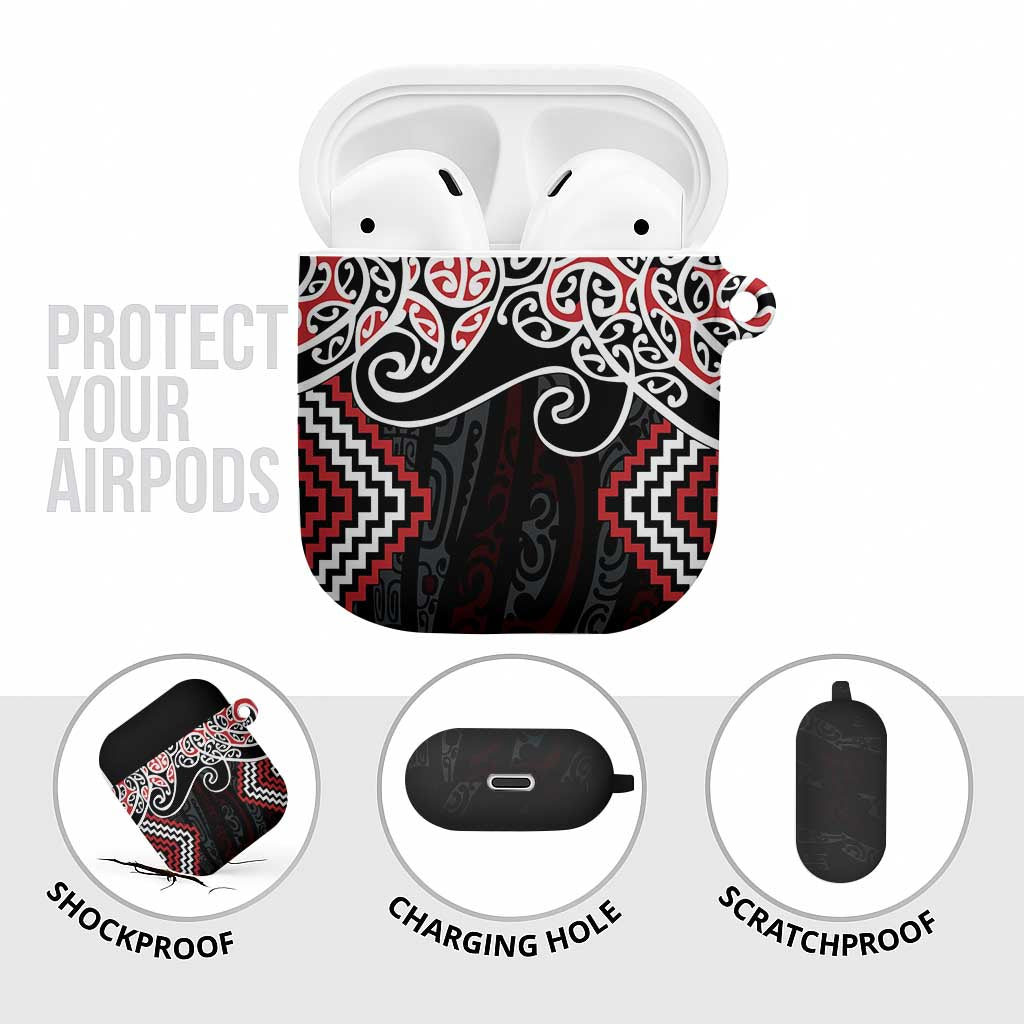 Red Aotearoa Tukutuku Manawa Tapu AirPods Case Ta Moko Toi Maori - Aussie Hoodie