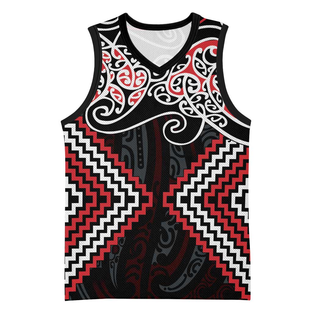Red Aotearoa Tukutuku Manawa Tapu Basketball Jersey Ta Moko Toi Maori - Aussie Hoodie