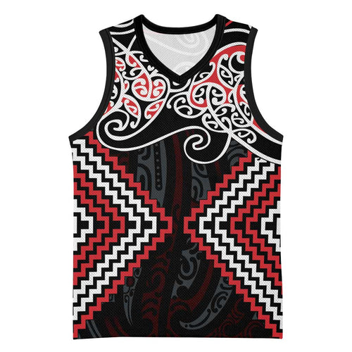 Red Aotearoa Tukutuku Manawa Tapu Basketball Jersey Ta Moko Toi Maori - Aussie Hoodie