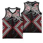 Red Aotearoa Tukutuku Manawa Tapu Basketball Jersey Ta Moko Toi Maori - Aussie Hoodie