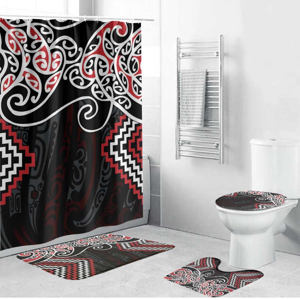 Red Aotearoa Tukutuku Manawa Tapu Bathroom Set Ta Moko Toi Maori - Aussie Hoodie