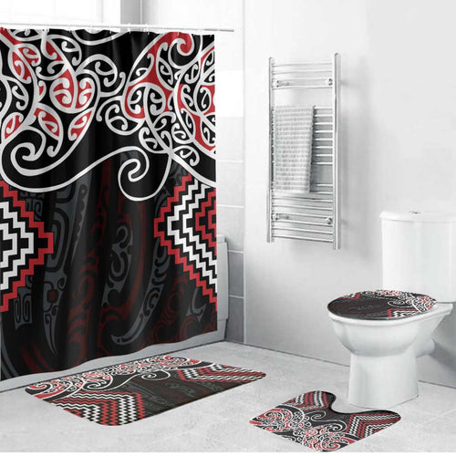 Red Aotearoa Tukutuku Manawa Tapu Bathroom Set Ta Moko Toi Maori - Aussie Hoodie