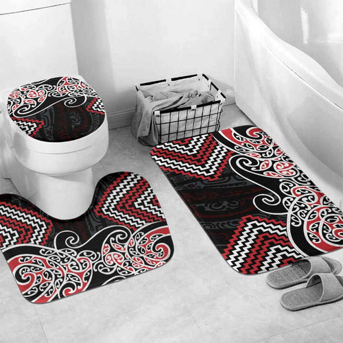 Red Aotearoa Tukutuku Manawa Tapu Bathroom Set Ta Moko Toi Maori - Aussie Hoodie