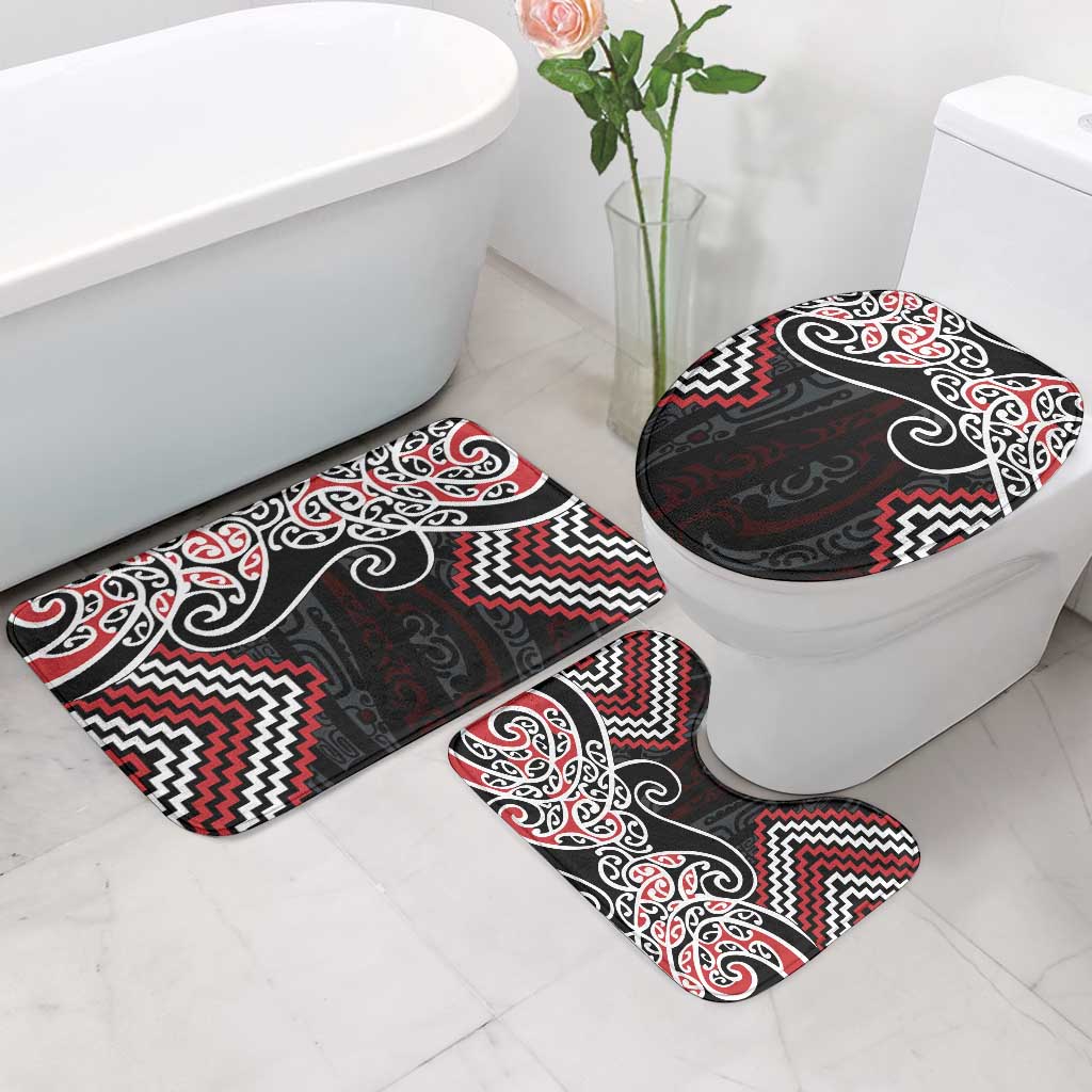 Red Aotearoa Tukutuku Manawa Tapu Bathroom Set Ta Moko Toi Maori - Aussie Hoodie
