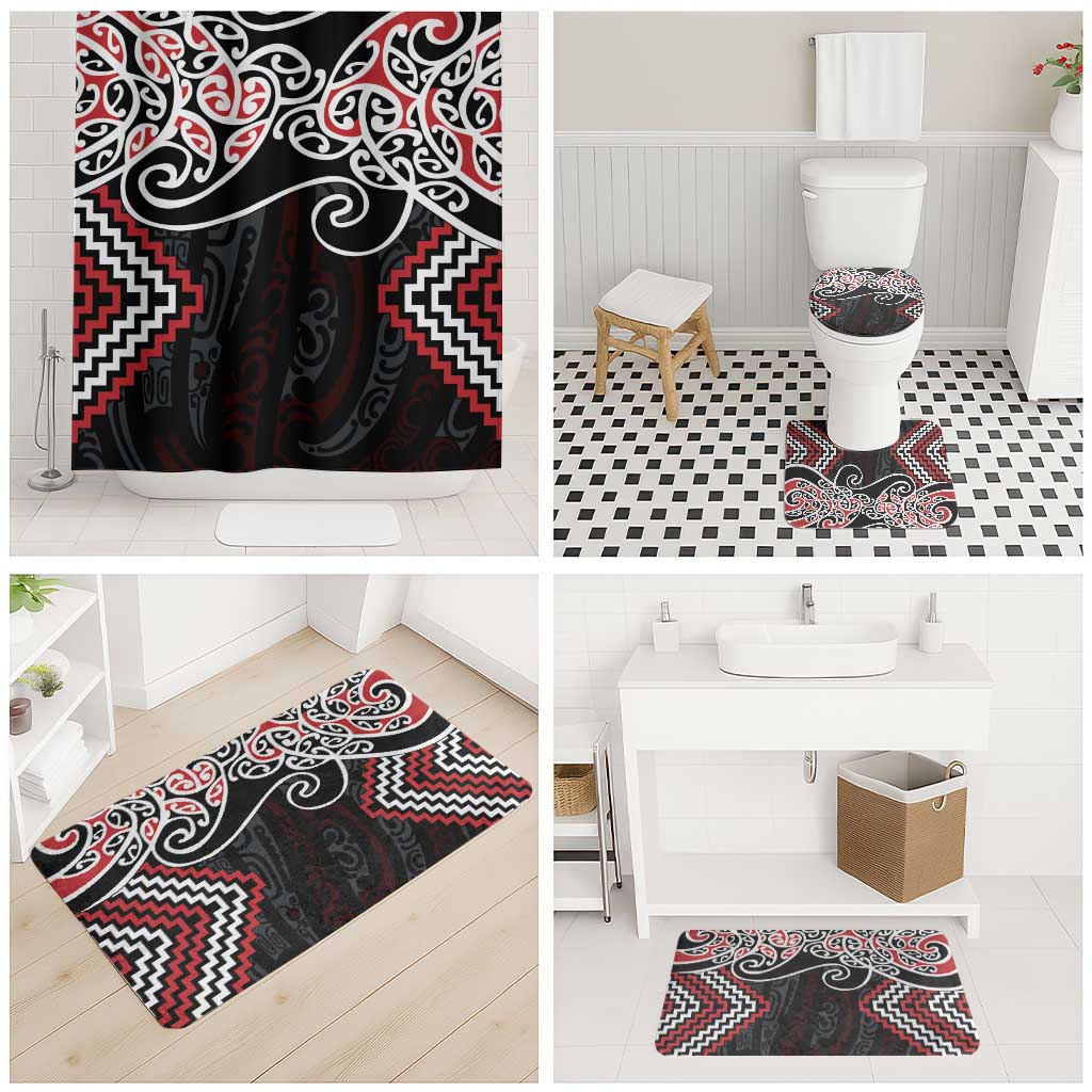 Red Aotearoa Tukutuku Manawa Tapu Bathroom Set Ta Moko Toi Maori - Aussie Hoodie