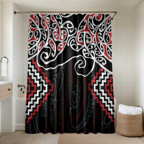 Red Aotearoa Tukutuku Manawa Tapu Bathroom Set Ta Moko Toi Maori - Aussie Hoodie