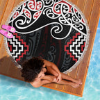 Red Aotearoa Tukutuku Manawa Tapu Beach Blanket Ta Moko Toi Maori