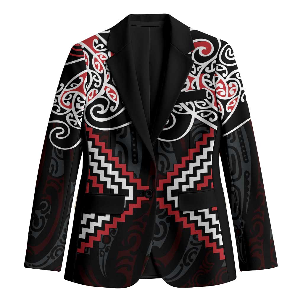 Red Aotearoa Tukutuku Manawa Tapu Blazer Ta Moko Toi Maori - Aussie Hoodie