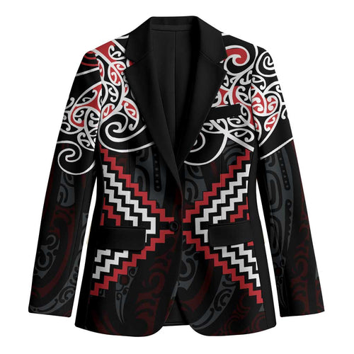 Red Aotearoa Tukutuku Manawa Tapu Blazer Ta Moko Toi Maori - Aussie Hoodie