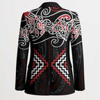 Red Aotearoa Tukutuku Manawa Tapu Blazer Ta Moko Toi Maori - Aussie Hoodie