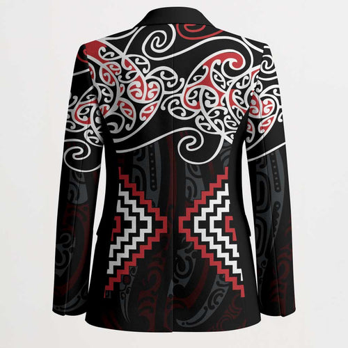 Red Aotearoa Tukutuku Manawa Tapu Blazer Ta Moko Toi Maori - Aussie Hoodie
