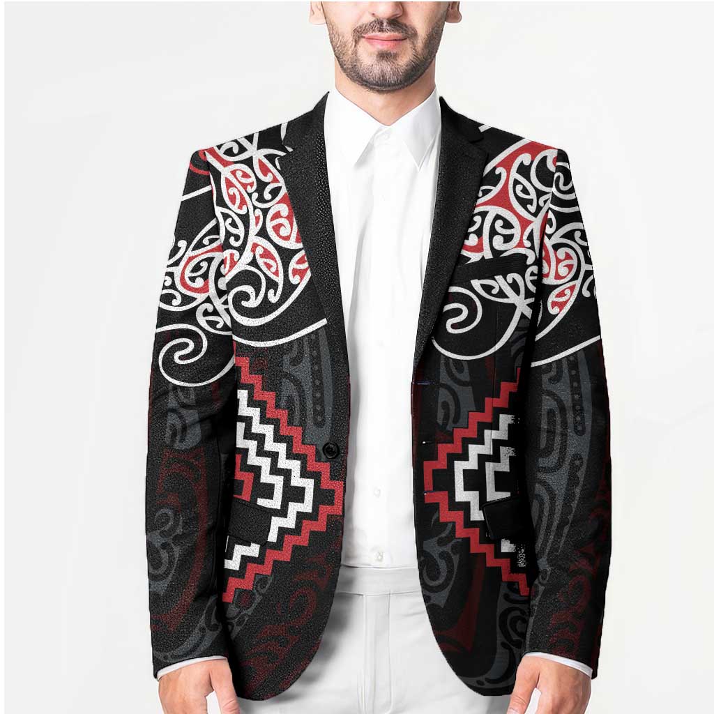 Red Aotearoa Tukutuku Manawa Tapu Blazer Ta Moko Toi Maori - Aussie Hoodie