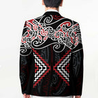 Red Aotearoa Tukutuku Manawa Tapu Blazer Ta Moko Toi Maori - Aussie Hoodie