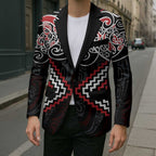 Red Aotearoa Tukutuku Manawa Tapu Blazer Ta Moko Toi Maori - Aussie Hoodie