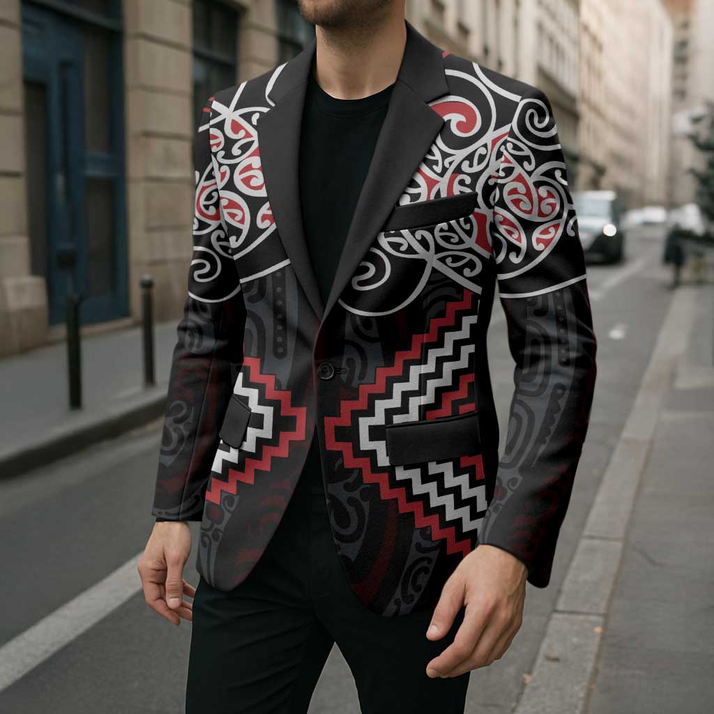 Red Aotearoa Tukutuku Manawa Tapu Blazer Ta Moko Toi Maori - Aussie Hoodie