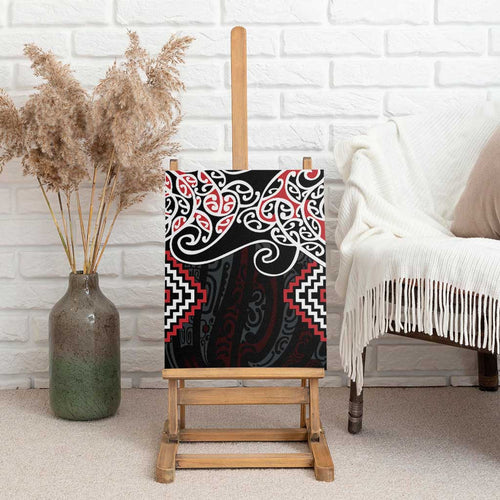 Red Aotearoa Tukutuku Manawa Tapu Canvas Wall Art Ta Moko Toi Maori