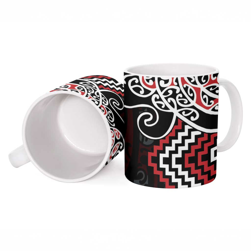 Red Aotearoa Tukutuku Manawa Tapu Ceramic Mug Ta Moko Toi Maori - Aussie Hoodie