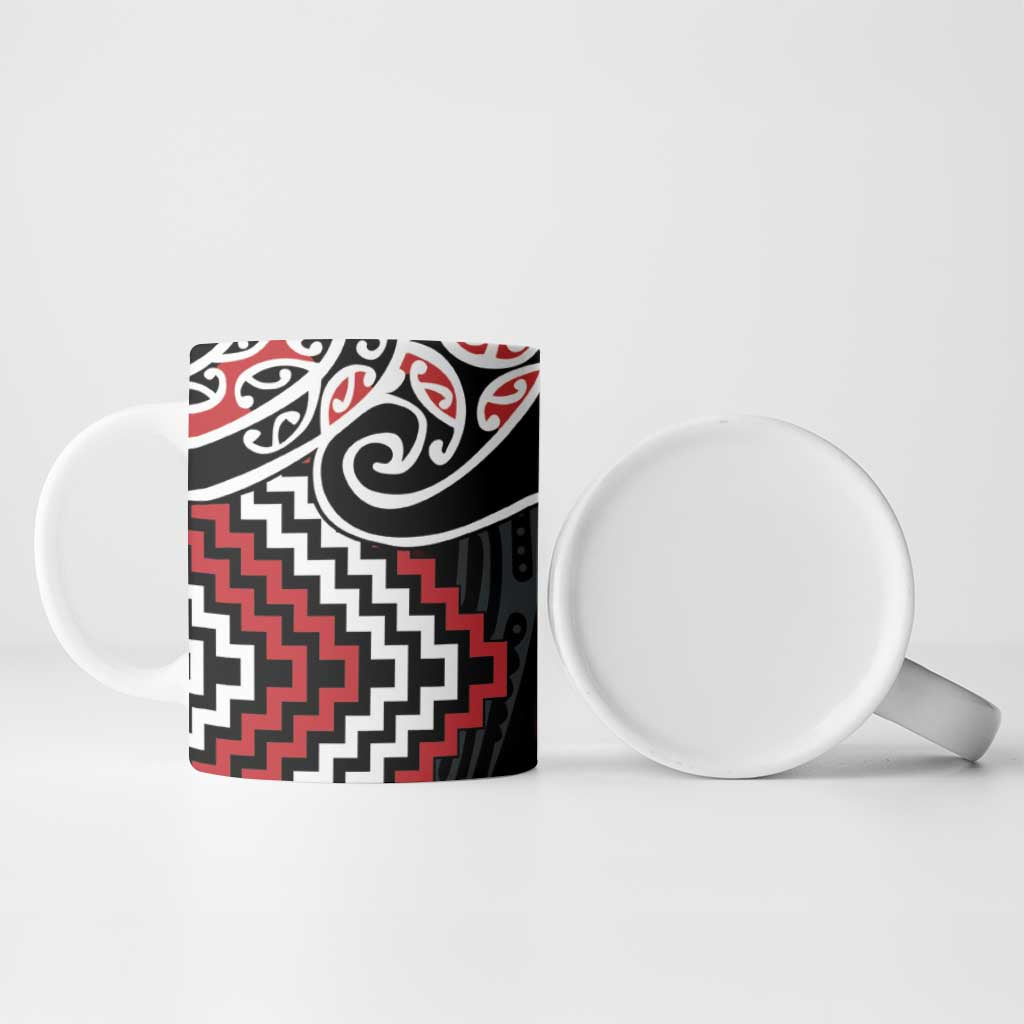 Red Aotearoa Tukutuku Manawa Tapu Ceramic Mug Ta Moko Toi Maori - Aussie Hoodie